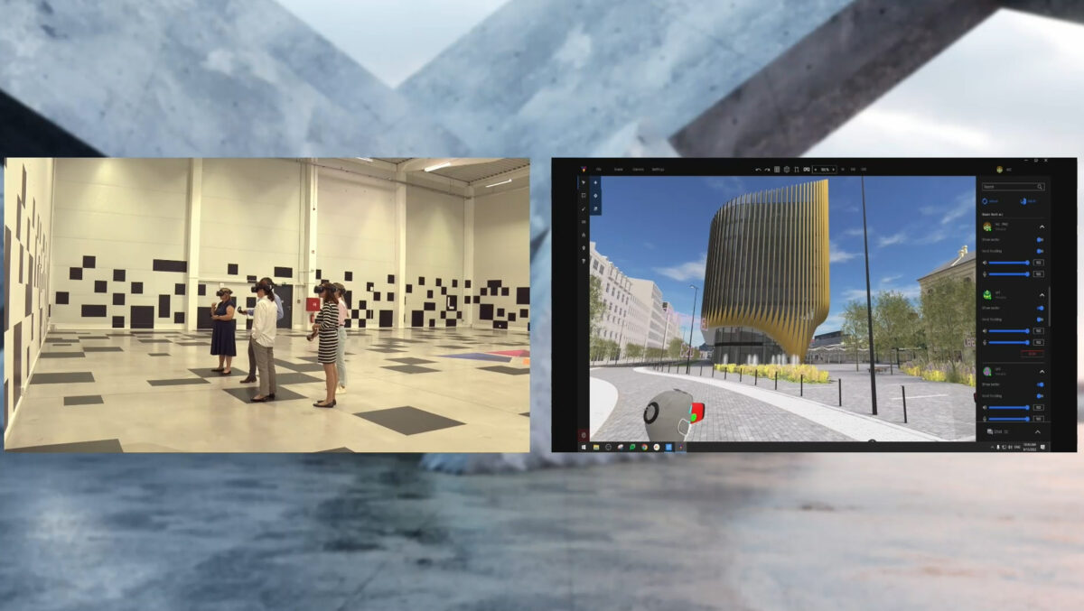 Uživatelé sice chodí v prázdné hale, ale díky technologii VR se přenesli do projektu Masaryčka. Ten nejen vidí, ale mohou se pohybovat pro jeho interiérech i exteriérech – také proto hala musí mít větší rozměry.